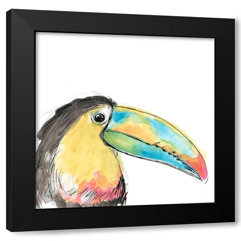 Tropical Bird Portrait II Black Modern Wood Framed Art Print with Double Matting by Vess, June Erica