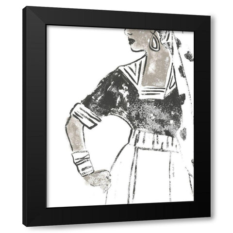 Fashion Plate Power IV Black Modern Wood Framed Art Print with Double Matting by Vess, June Erica