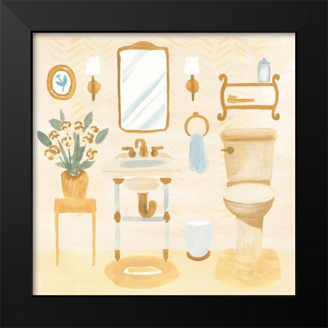 Golden Bath I Black Modern Wood Framed Art Print by Warren, Annie