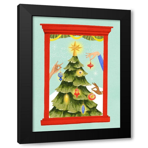 Retro Jingle Ball I Black Modern Wood Framed Art Print with Double Matting by Popp, Grace
