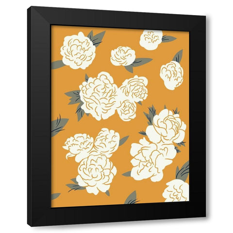 Ivory Peonies on Gold I Black Modern Wood Framed Art Print by Green, Jacob