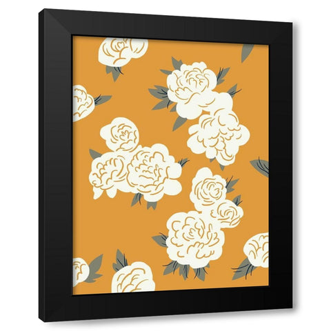 Ivory Peonies on Gold II Black Modern Wood Framed Art Print by Green, Jacob
