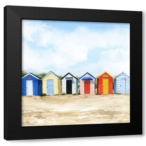 Beach Huts I Black Modern Wood Framed Art Print with Double Matting by Popp, Grace