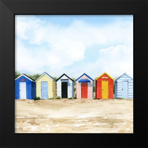 Beach Huts I Black Modern Wood Framed Art Print by Popp, Grace