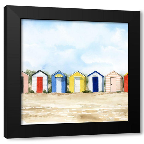 Beach Huts II Black Modern Wood Framed Art Print by Popp, Grace