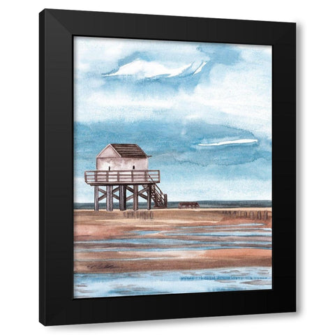 Along the Shoreline II Black Modern Wood Framed Art Print with Double Matting by Wang, Melissa