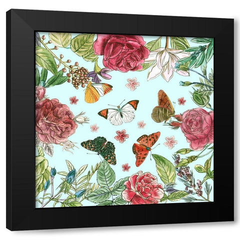 Circular Butterfly I Black Modern Wood Framed Art Print with Double Matting by Wang, Melissa