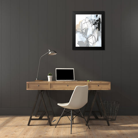 Tangled Threads I Black Modern Wood Framed Art Print by Vess, June Erica