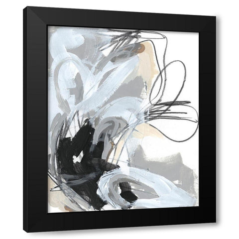 Tangled Threads V Black Modern Wood Framed Art Print by Vess, June Erica