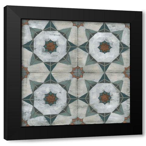 Verdigris Tile II Black Modern Wood Framed Art Print with Double Matting by Vess, June Erica