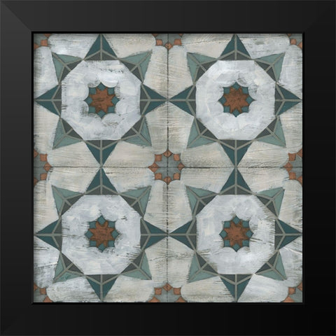 Verdigris Tile II Black Modern Wood Framed Art Print by Vess, June Erica