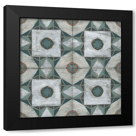 Verdigris Tile III Black Modern Wood Framed Art Print by Vess, June Erica
