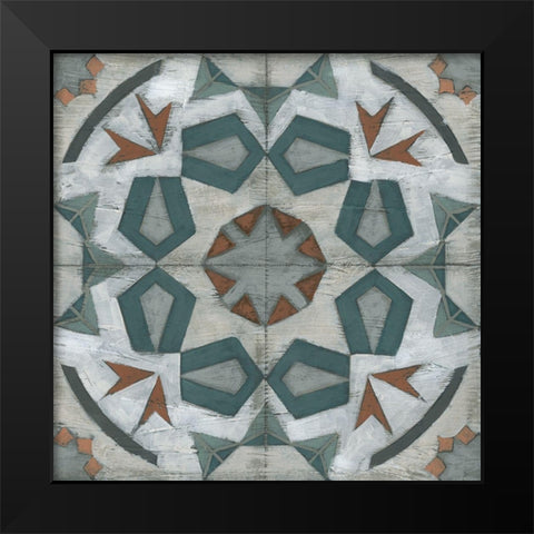 Verdigris Tile IV Black Modern Wood Framed Art Print by Vess, June Erica