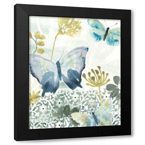 Butterfly Concerto II Black Modern Wood Framed Art Print by Vess, June Erica