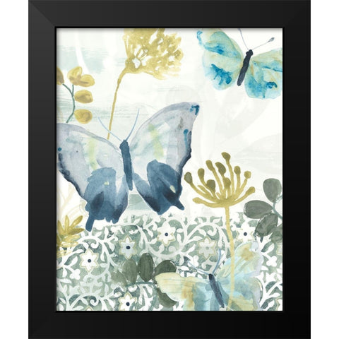 Butterfly Concerto II Black Modern Wood Framed Art Print by Vess, June Erica