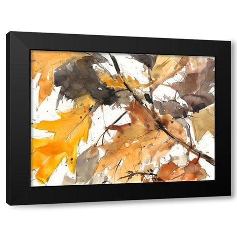 Watercolor Autumn Leaves I Black Modern Wood Framed Art Print with Double Matting by Dixon, Samuel