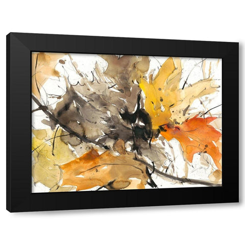 Watercolor Autumn Leaves II Black Modern Wood Framed Art Print with Double Matting by Dixon, Samuel
