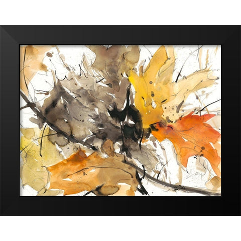 Watercolor Autumn Leaves II Black Modern Wood Framed Art Print by Dixon, Samuel