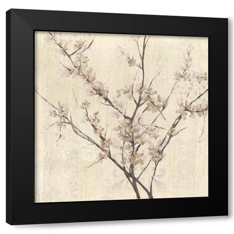 Neutral Blossoms on Cream I Black Modern Wood Framed Art Print with Double Matting by Goldberger, Jennifer