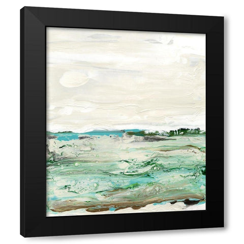 Mint and Aqua Horizon I Black Modern Wood Framed Art Print with Double Matting by Bramma, Lila