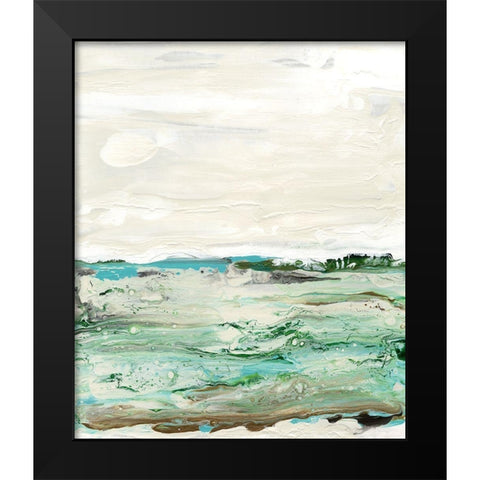 Mint and Aqua Horizon I Black Modern Wood Framed Art Print by Bramma, Lila