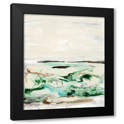 Mint and Aqua Horizon II Black Modern Wood Framed Art Print by Bramma, Lila