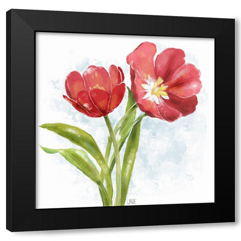 Red Tulip Splash I Black Modern Wood Framed Art Print with Double Matting by Reynolds, Jade