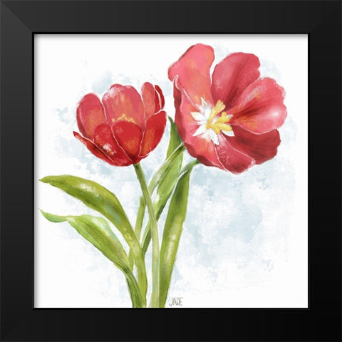 Red Tulip Splash I Black Modern Wood Framed Art Print by Reynolds, Jade