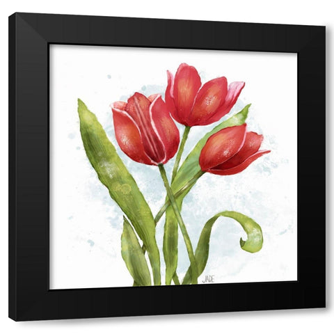 Red Tulip Splash II Black Modern Wood Framed Art Print by Reynolds, Jade