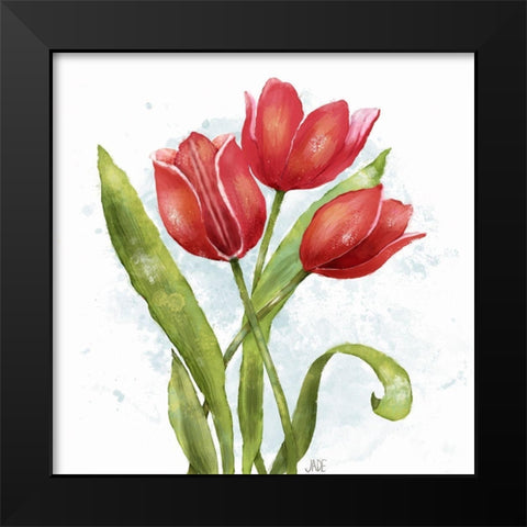 Red Tulip Splash II Black Modern Wood Framed Art Print by Reynolds, Jade
