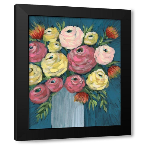 Loose Floral I Black Modern Wood Framed Art Print with Double Matting by Moore, Regina