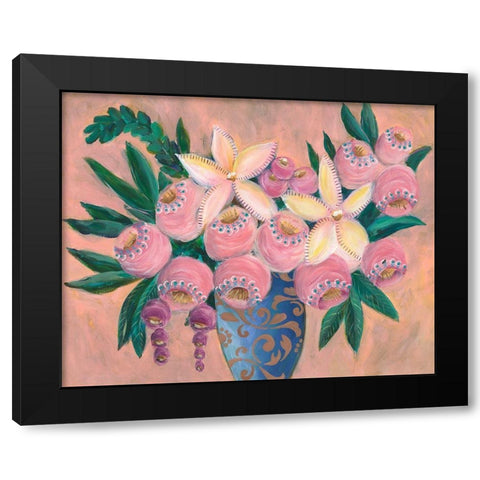 Floral Dujour I Black Modern Wood Framed Art Print with Double Matting by Moore, Regina