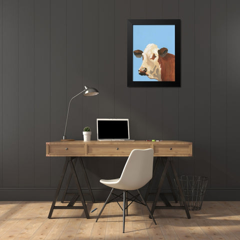 Cow-don Bleu I Black Modern Wood Framed Art Print by Moore, Regina