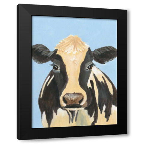 Cow-don Bleu II Black Modern Wood Framed Art Print by Moore, Regina