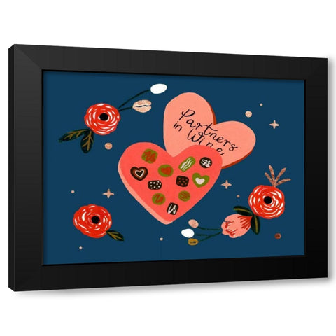 Happy Galentine I Black Modern Wood Framed Art Print with Double Matting by Wang, Melissa