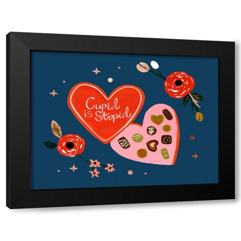 Happy Galentine II Black Modern Wood Framed Art Print with Double Matting by Wang, Melissa