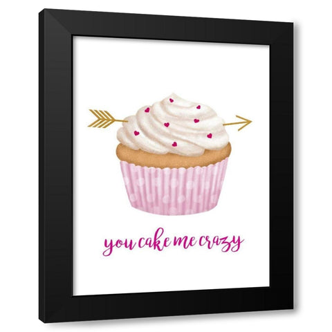 Valentines Cupcake I Black Modern Wood Framed Art Print with Double Matting by Borges, Victoria