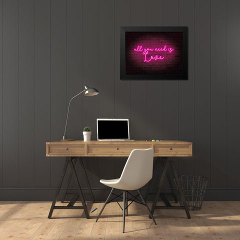 Neon Love I Black Modern Wood Framed Art Print by Popp, Grace