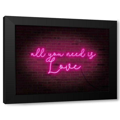 Neon Love I Black Modern Wood Framed Art Print by Popp, Grace