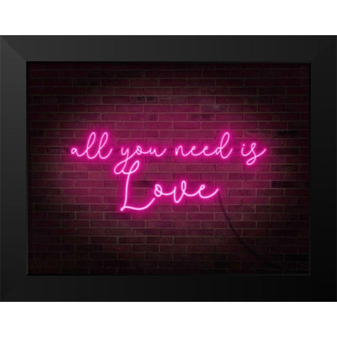 Neon Love I Black Modern Wood Framed Art Print by Popp, Grace