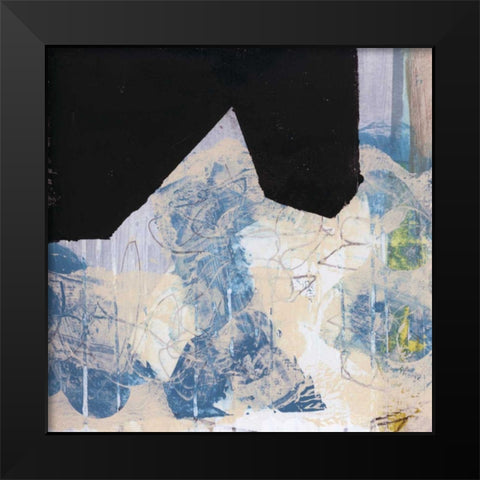 Blue and Black II Black Modern Wood Framed Art Print by Bellissimo Art