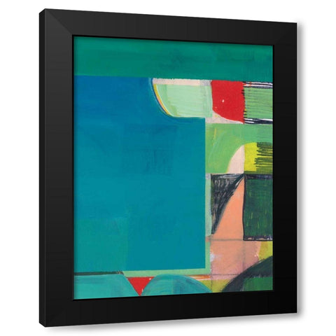 Teal Abstract I Black Modern Wood Framed Art Print by Bellissimo Art