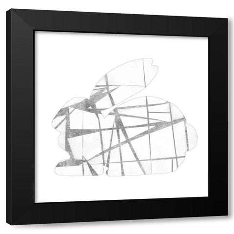 Geometric Rabbit in Silver I Black Modern Wood Framed Art Print by Goldberger, Jennifer