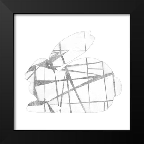 Geometric Rabbit in Silver I Black Modern Wood Framed Art Print by Goldberger, Jennifer