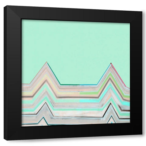 Aqua Zig Zag I Black Modern Wood Framed Art Print by Bellissimo Art