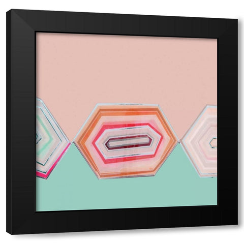 Aqua Zig Zag II Black Modern Wood Framed Art Print with Double Matting by Bellissimo Art