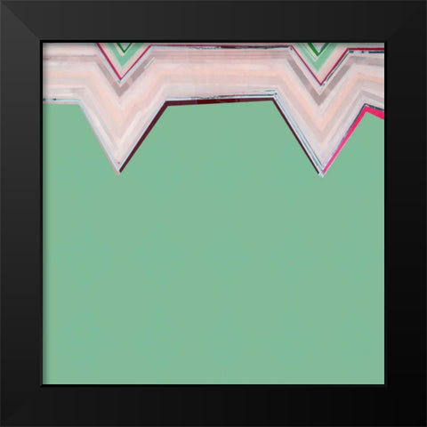 Aqua Zig Zag III Black Modern Wood Framed Art Print by Bellissimo Art