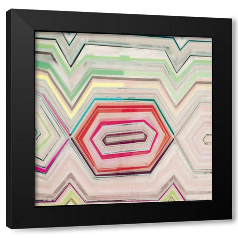 Aqua Zig Zag IV Black Modern Wood Framed Art Print by Bellissimo Art