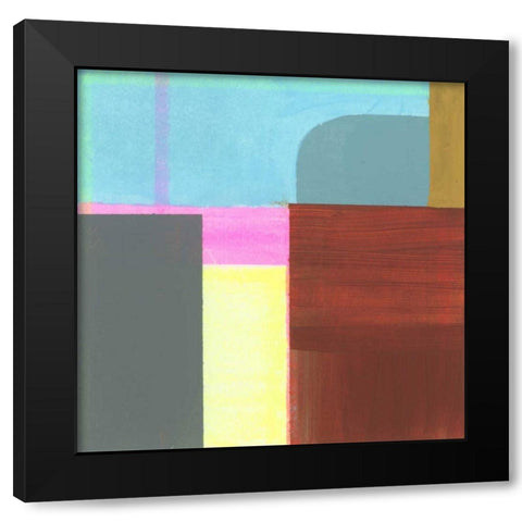 Blue Neons V Black Modern Wood Framed Art Print with Double Matting by Bellissimo Art