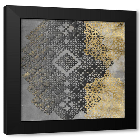 Golden Filigree I Black Modern Wood Framed Art Print by Zarris, Chariklia